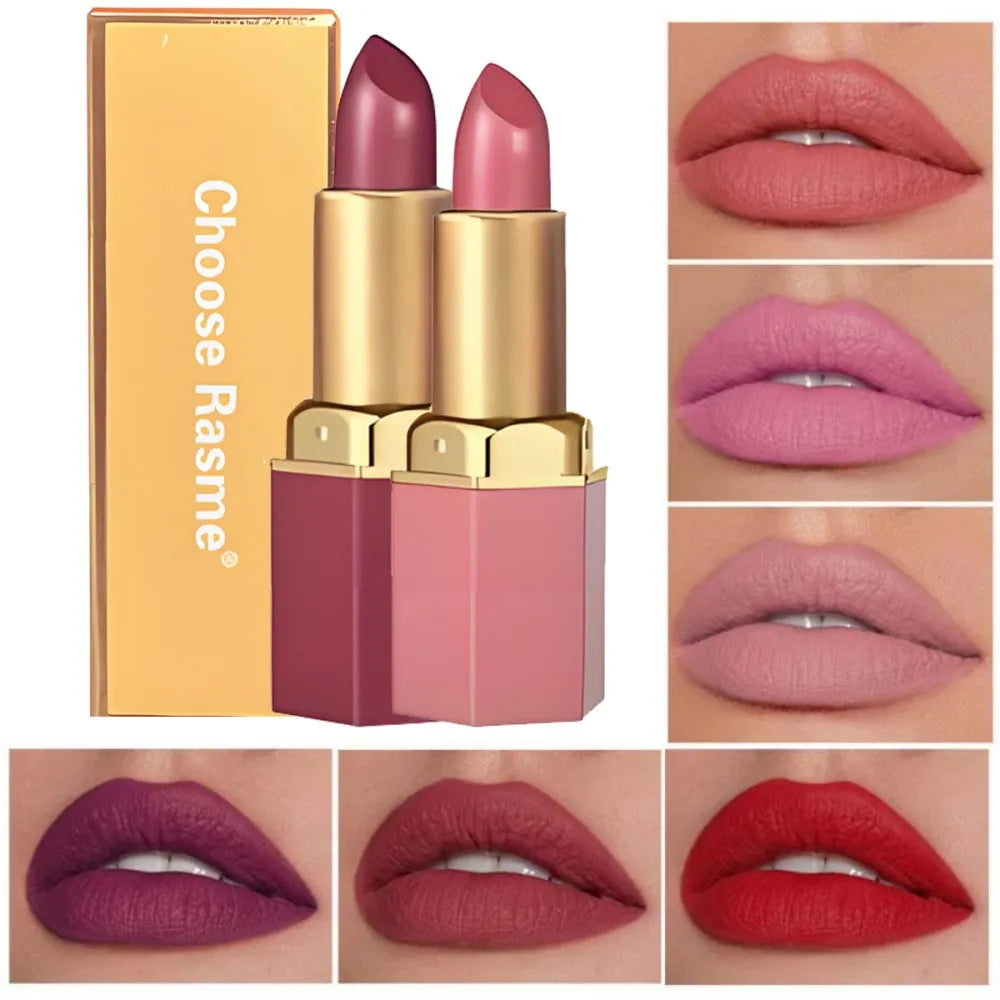 Palette 6 Rouges à Lèvres Mats — Longue Tenue, Fini Velours