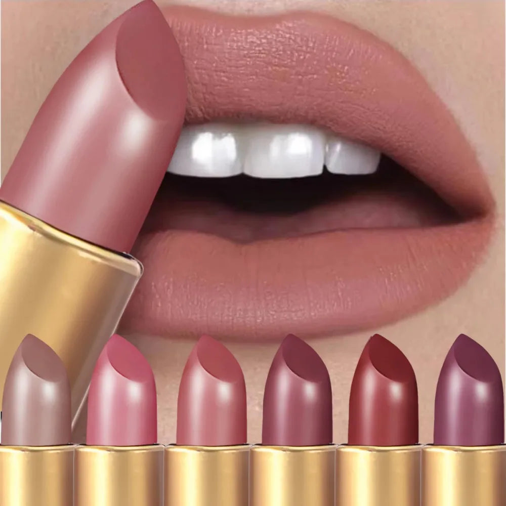 Palette 6 Rouges à Lèvres Mats — Longue Tenue, Fini Velours