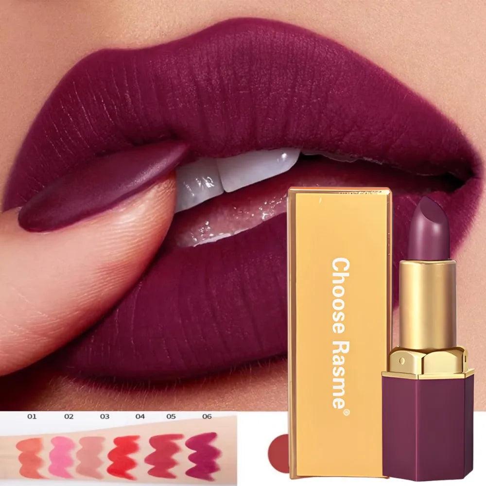 Palette 6 Rouges à Lèvres Mats — Longue Tenue, Fini Velours